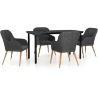 vidaXL Ensemble de jardin 5 pièces avec coussins Noir
