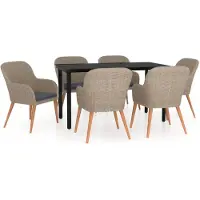 vidaXL Ensemble de jardin 7 pièces avec coussins Marron