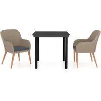 vidaXL Ensemble de jardin 3 pièces avec coussins Marron