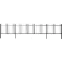 vidaXL Clôture de jardin avec pointes de lance Acier 6,8 x 1,2 m Noir