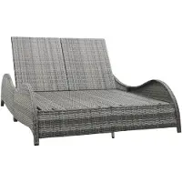 vidaXL Bain de soleil double avec support Poly rotin Anthracite