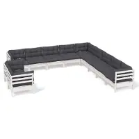 vidaXL Ensemble salon de jardin 11 pièces avec coussins blanc pin massif