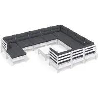 vidaXL Ensemble de salon de jardin de 12 pièces avec coussins blanc pin
