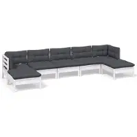 vidaXL Ensemble de salon de jardin 7 pièces avec coussins blanc pin