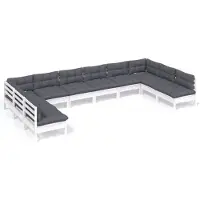 vidaXL Ensemble salon de jardin 10 pièces avec coussins blanc pin massif