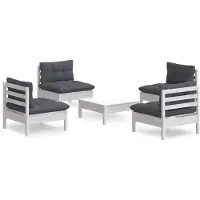 vidaXL Ensemble de salon de jardin 5 pièces avec coussins Anthracite Pin