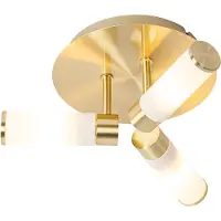 QAZQA Plafonnier de salle de bain moderne en laiton 3 lumières IP44 - Bath