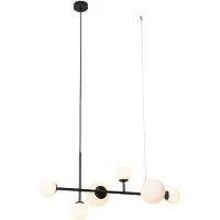 QAZQA Suspension moderne noire avec verre dépoli 6 lumières - Monaco