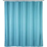 Wenko Rideau de douche anti-moisissure couleur unie - 180 x 200 cm - Bleu