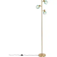 QAZQA Lampadaire Art Déco doré avec verre vert 3 lumières - Vidro