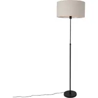 QAZQA Lampadaire noir réglable avec abat-jour gris clair 50 cm - Parte