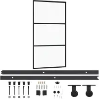 vidaXL Porte coulissante avec ferrure verre ESG & aluminium 102x205 cm