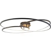 QAZQA Plafonnier noir 78 cm avec LED à intensité variable 3 niveaux - Rowin