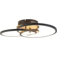 QAZQA Plafonnier noir 45 cm avec LED à intensité variable 3 niveaux - Rowin