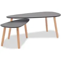vidaXL Ensemble de 2 tables basses en pin massif noir