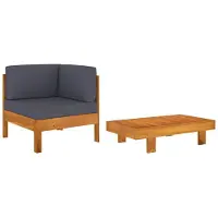 vidaXL Ensemble de salon de jardin 2 pièces avec coussins gris foncé en bois d'acacia