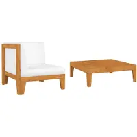 vidaXL Ensemble salon de jardin 2 pièces avec coussins en bois massif d'acacia