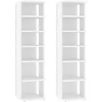 vidaXL Armoires à chaussures 2 pcs Blanc 27,5x27x102cm bois ingénierie