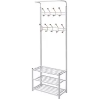 vidaXL Porte-manteau avec rangement de chaussures 68x32x182,5cm Blanc