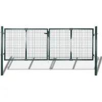 vidaXL Portail de clôture en acier 300x100 cm vert