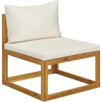 vidaXL Canapé central modulaire avec coussins blanc crème Acacia massif