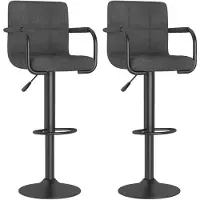 vidaXL Tabouret de bar 2 pcs. Tissu gris foncé