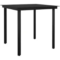 vidaXL Table de jardin noire 80x80x74 cm acier et verre
