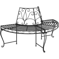 vidaXL Banc d'arbre semi-circulaire Ø160 cm noir acier
