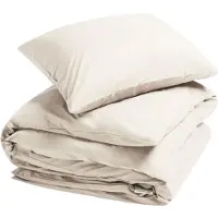 Yumeko - Parure de lit - Percale De Coton - 140x220 - Beige
