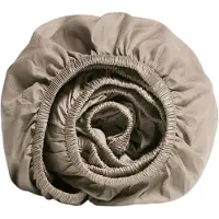 Yumeko - Drap housse - Satin De Coton - 180x210x30 - Marron