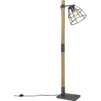QAZQA Lampadaire industriel gris foncé avec bois - Arthur
