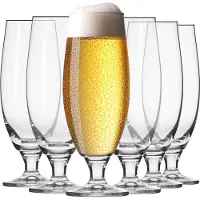 Unyqoos Ensemble de 6 verres à bière blanche KROSNO – 500 ml, verre cristallin sans plomb, collection Elite, compatible lave-vaisselle, hauteur 215 mm × diamètre 79 mm