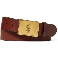 Ralph Lauren pour homme. 405691693002 Ceinture en cuir avec boucle en plaques de cheval marron (34), Casuel