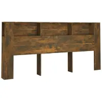 vidaXL Tête de lit avec étagères chêne fumé 220x18,5x104,5 cm