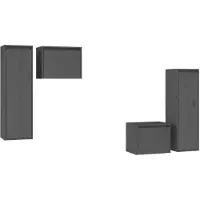 vidaXL Armoires TV 4 pcs. Gris Pin massif
