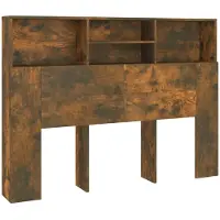 vidaXL Tête de lit avec étagères chêne fumé 140x19x103,5 cm