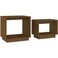 vidaXL Table basse "Probstzella" 2 pièces en pin massif marron miel. Dimensions (L/H/P) 50x47x40 cm