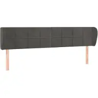 vidaXL Tête de lit avec oreilles gris foncé 183x23x78/88 cm velours