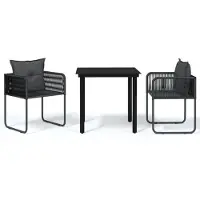 vidaXL Ensemble de jardin 3 pièces noir
