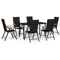 vidaXL Ensemble de jardin 7 pièces noir