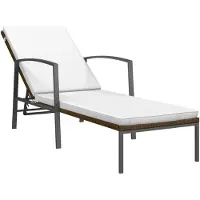 vidaXL Chaise longue avec support Poly rotin brun