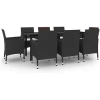 vidaXL Salon de jardin 9 pièces avec coussins Poly rotin et verre