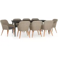 vidaXL Salon de jardin 9 pièces avec coussins Marron