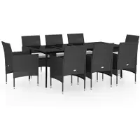 vidaXL Salon de jardin 9 pièces avec coussins Noir