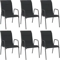 vidaXL Chaises de jardin 6 pcs. acier et textilène noir