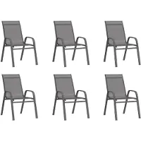 vidaXL Chaises de jardin empilables 6 pcs. Gris Textilène