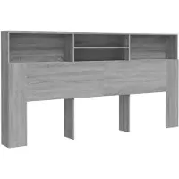 vidaXL Tête de lit avec étagères Gris Sonoma 200x19x103,5 cm