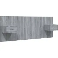 vidaXL Tête de lit avec chevets Gris Sonoma Bois composite