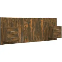 vidaXL Tête de lit avec chevets Chêne fumé Bois composite