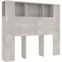 vidaXL Tête de lit avec étagères gris béton 120x18,5x102,5 cm